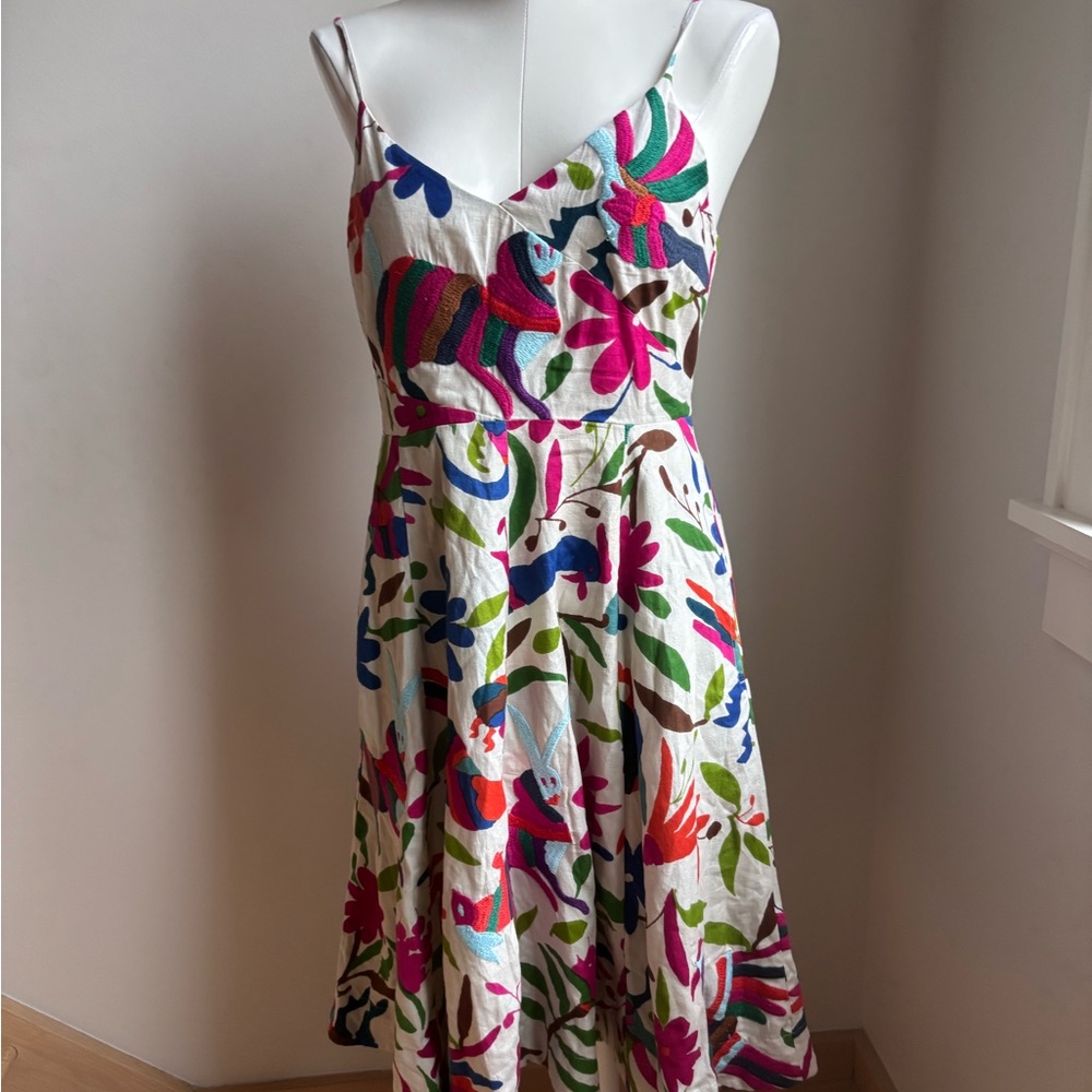 Anthropologie White Embroidered Floral Sundress with Multicolor Motifs - Picture 8 of 9